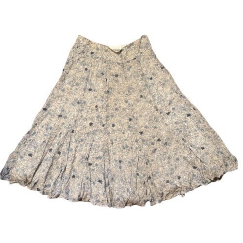 Línea Domani Size 10 Skirt Blue Floral On Cream‎ Preppy Full Lined Twirl Skirt